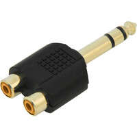 DM-3302 . Αντάπτορας 6.35mm Stereo - 2x RCA M/F Επιχρυσωμένος