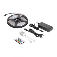 LED0175 . ΤΑΙΝΙΑ LED 5M (καλώδιο LED RGB, τηλεχειρισμός χρώματος, τροφοδοτικό)