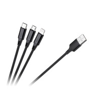 RB-6005-100-B . Καλώδιο 3σε1 USB σε microUSB, USB type C, Lightning 1m REBEL