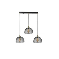 GloboStar® GLIND 201-0082 Vintage Κρεμαστό Φωτιστικό Ράγα Ράγα Τρίφωτο 3 x E27 IP20 Μαύρο Μέταλλο - Μ55 x Π25 x Υ70cm