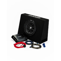 Kicker 10″ Slim Enclosure + Amp + Wiring Kit (44KKP210)