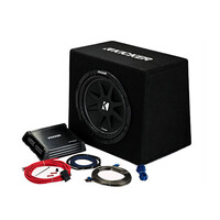 Kicker 12″ Ported Enclosure + Amp + Wiring Kit (44KKP212)