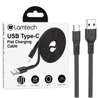 LAMTECH TYPE-C FLAT CHARGING CABLE 1M BLACK