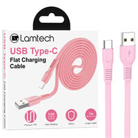 LAMTECH TYPE-C FLAT CHARGING CABLE 1M PINK