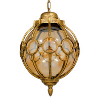 GLOBOSTAR® ETOILE 00987 Vintage Κρεμαστό Φωτιστικό Οροφής με Ντουί 1 x E27 AC 220-240V IP20 - Μπρούτζινο & Μελί - Μ28 x Π28 x Y38cm