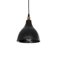 GloboStar® RADE 203-0124 Μοντέρνο Κρεμαστό Φωτιστικό Καμπάνα Μονόφωτο 1 x E27 IP20 Μαύρο με Χρυσό Πλαστικό - Μ18.5 x Π18.5 x Υ23cm