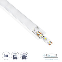 GLOBOSTAR® ALP-LINEAR CURBARIO 70863-1M Επιφανειακό Εύκαμπτο Προφίλ Αλουμινίου με Λευκό Γαλακτερό Πατητό Κάλυμμα για Ταινίες LED IP20 - Λευκό - Μ100 x Π1.7 x Υ0.5cm