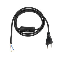 GLOBOSTAR® WHIP 77669 Μοντέρνο DIY Φωτιστικό με Υφασμάτινο Καλώδιο, Ντουί 1 x E27 & Διακόπτη On/Off AC 220-240V IP20 - Μαύρο - Μ140 x Π2.7 x Υ1.9cm