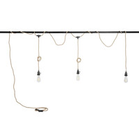 GLOBOSTAR® WHIP 77676 Μοντέρνο DIY Φωτιστικό με Υφασμάτινο Καλώδιο, Ντουί 3 x E27, Διακόπτη On/Off & Πρίζα AC 220-240V IP20 - Μπεζ & Μαύρο - Μ650 x Π5.5 x Υ100cm