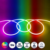GloboStar® 999-0245 OVALE 120° Degree Neon Flex Epistar LED SMD 5050 1m 18W/m 60LED/m 1260lm/m 120° DC 230V Αδιάβροχη IP68 RGB Dimmable Μ100 x Π2.6 x Υ1.7cm