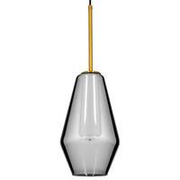 GloboStar® AMARIS 00874 Μοντέρνο Κρεμαστό Φωτιστικό Οροφής Μονόφωτο Γυάλινο Φιμέ Νίκελ Φ17 x Υ30cm