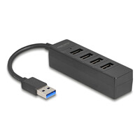 DELOCK USB hub 64350, 4x θυρών, USB 3.0, 5Gbps, USB σύνδεση, μαύρος