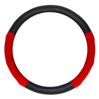 Autoline  ΚΑΛΥΜΜΑ ΔΕΡΜΑΤΙΝΟ ΔΙΧΡΩΜΟ 38cm - ΜΑΥΡΟ/ΚΟΚΚΙΝΟ