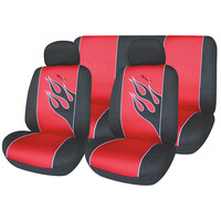 Autoline  ΚΑΛΥΜΜΑΤΑ ΣΕΤ X-RACING FLAME 6 ΤΜΧ - ΜΑΥΡΟ/ΚΟΚΚΙΝΟ