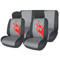 Autoline  ΚΑΛΥΜΜΑΤΑ ΣΕΤ X-RACING FLAME 6 ΤΜΧ - ΜΑΥΡΟ/ΓΚΡΙ