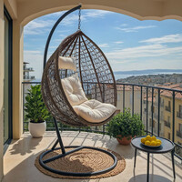 Κούνια Zafer pakoworld μέταλλο-pp καφέ-μαξιλάρι μπεζ