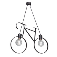 VenCore - Bike Light - Κρεμαστό Δίφωτο Φωτιστικό E27 Industrial Μέταλλο Μαύρο Μοντέρνο Design - Μ67 x Π3.5 x Υ41cm