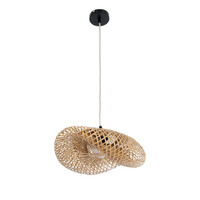 VenCore - Bamboo Wave - Κρεμαστό Μονόφωτο E27 Boho Μπαμπού Φυσικό Πλέγμα - Μ40 x Π30 x Y18cm