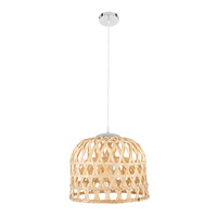 VenCore - Bamboo Light - Κρεμαστό Μονόφωτο E27 Boho Μπαμπού Φυσικό Πλέγμα - Μ35 x Π35 x Υ22cm
