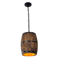 VenCore - Barrel Light - Κρεμαστό Μονόφωτο E27 Vintage Ξύλο Καφέ Βαρέλι - Μ22 x Π22 x Υ29cm