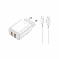 jager ΦΟΡΤΙΣΤΗΣ 2.4A ΜΕ 2 ΘΥΡΕΣ USB + ΚΑΛΩΔΙΟ USB / TYPE C 1M (EU02-3269)