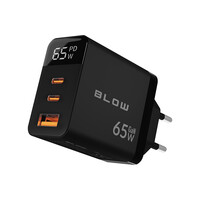 DM-76-030 . Φορτιστής LCD με USB + 2x USB-C PD 65W GAN BLOW μαύρος