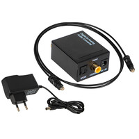 DM-91-202 . Μετατροέας Toslink-coaxial σε 2x RCA+jack με τροφοδοτικό