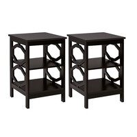Σετ Ξύλινα Κομοδίνα με 3 Ράφια 40 x 40 x 61 cm 2 τμχ Costway HW65690CF-2