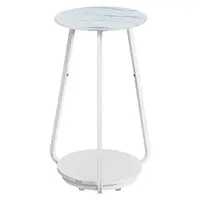 Βοηθητικό Τραπεζάκι Φ30x55cm Λευκό Μάρμαρο LET287W59 VASAGLE