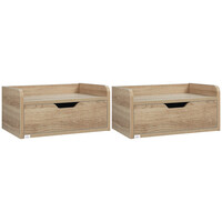 Σετ Κρεμαστά Ξύλινα Κομοδίνα 40 x 30 x 19.5 cm 2 τμχ Χρώματος Καφέ Ανοιχτό HOMCOM 831-629V00ND