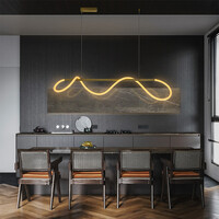 kelvo® GLOW 61662 Μοντέρνο Κρεμαστό Φωτιστικό Οροφής LED 34W 3400lm 360° AC 220-240V IP20 Ρυθμιζόμενο Λευκό CCT με Χειριστήριο από 2700K έως 6000K Dimmable - Lumileds SMD Chip - Χρυσό Πλατίνα & Λευκό Νήμα - Μ120 x Π35 x Υ50cm - 3 Χρόνια Εγγύηση