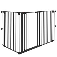 PawHut 3-Panel Medium Dog Gate με διπλό σύστημα κλειδώματος, 206x90cm, Μαύρο D06-186V00BK