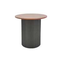 Βοηθητικό τραπέζι Dovel pakoworld mdf σε καρυδί-μαύρη απόχρωση Φ50x45εκ