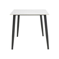 Τραπέζι Gustas Ι pakoworld λευκό μαρμάρου sintered stone-μαύρο μέταλλο 80x80x76εκ