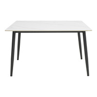 Τραπέζι Gustas Ι pakoworld λευκό μαρμάρου sintered stone-μαύρο μέταλλο 120x80x76εκ