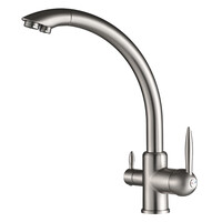 BRUNO μπαταρία πάγκου κουζίνας BRN-0238, τρίοδη, αναμεικτική, ασημί