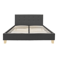 Κρεβάτι Mago pakoworld ύφασμα σε ανθρακί απόχρωση με ξύλινο πόδι 160x200εκ