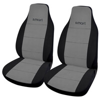 Autoline  Καλύμματα Μπροστινά ΣΕΤ Smart με Ενσωματωμένο Κεφαλάρι (PolyMesh) 2 τμχ - ΜΑΥΡΟ/ΓΚΡΙ