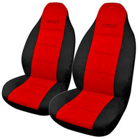 Autoline  Καλύμματα Μπροστινά ΣΕΤ Smart με Ενσωματωμένο Κεφαλάρι (PU) 2 τμχ - ΜΑΥΡΟ/ΚΟΚΚΙΝΟ