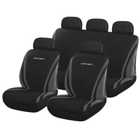 Autoline  Καλύμματα ΣΕΤ Universal με Αποσπώμενο Κεφαλάρι (Ύφασμα) CONCEPT 9 τμχ - ΜΑΥΡΟ/ΓΚΡΙ