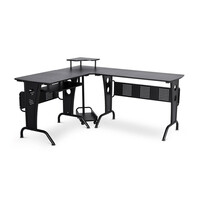 Μεταλλικό Γωνιακό Γραφείο με Θέση για Υπολογιστή 140 x 170 x 86.5 cm HOMCOM 920-058V01BK