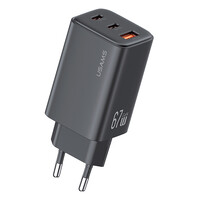 USAMS φορτιστής τοίχου CC265, USB & 2x USB-C, 67W, GaN, μαύρος