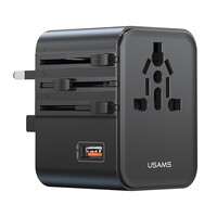 USAMS φορτιστής/αντάπτορας πρίζας CC309, USB & 2x USB-C, universal, 25W, μαύρος
