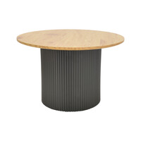 Τραπέζι σαλονιού Dovel pakoworld mdf σε sonoma-μαυρη απόχρωση Φ70x40εκ