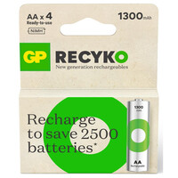 GP ReCyko 1300 mAh rechargeable batteries AA / R6 Ni-MH  (GPB20983)