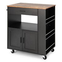 Costway Κουζινοκαρότσι με 3 Ράφια Μπαχαρικών 82 x 46 x 92 cm Μαύρο KC55391BK