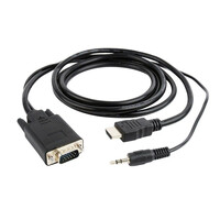 Gembird HDMI To VGA Mini Jack Converter 1.8 M Black (A-HDMI-VGA-03-6) (GEMA-HDMI-VGA-03-6)