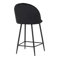 Σκαμπό μπαρ μεσαίου ύψους Perch pakoworld βελούδο σε μαύρη απόχρωση με μαύρα μεταλλικά πόδια 50x43x99εκ 2 τμχ