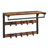 Επιτοίχια Μεταλλική Κρεμάστρα με 10 Γάντζους και 1 Ράφι 30 x 65 x 42 cm VASAGLE LCR101B01