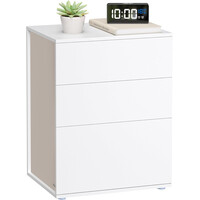 VASAGLE Κομοδίνο 45x35x58.7cm με 3 Συρτάρια, Χωρίς Εργαλεία Συναρμολόγησης, Λευκό & Μπεζ Καπουτσίνο LET778W01